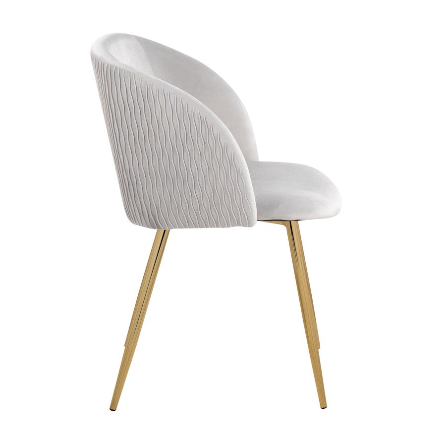 LumiSource Fran Pleated Waves Chair Set of 2 | Gold Metal and Silver Velvet | Dining Room & Living Room Accent | Model CH-FRANPLTWVAUVSV2