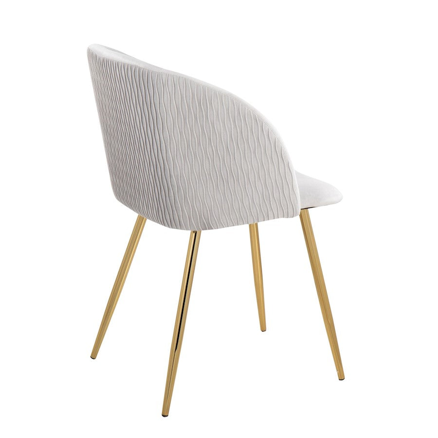 LumiSource Fran Pleated Waves Chair Set of 2 | Gold Metal and Silver Velvet | Dining Room & Living Room Accent | Model CH-FRANPLTWVAUVSV2