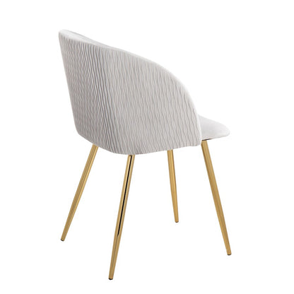 LumiSource Fran Pleated Waves Chair Set of 2 | Gold Metal and Silver Velvet | Dining Room & Living Room Accent | Model CH-FRANPLTWVAUVSV2