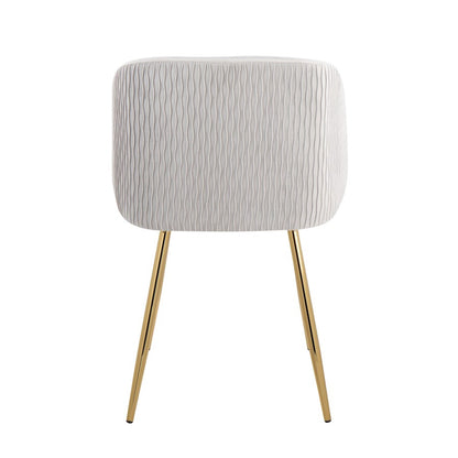 LumiSource Fran Pleated Waves Chair Set of 2 | Gold Metal and Silver Velvet | Dining Room & Living Room Accent | Model CH-FRANPLTWVAUVSV2
