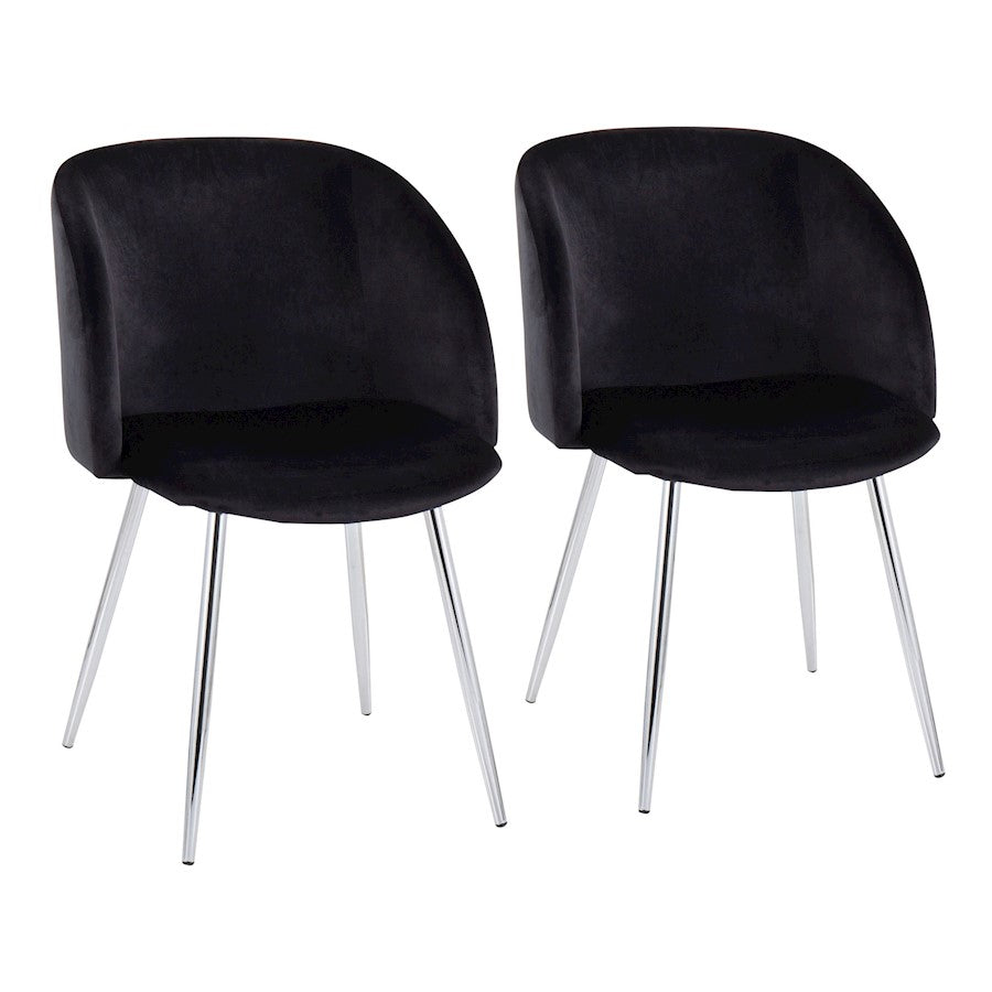LumiSource Fran Chair Set of 2 | Chrome and Black Velvet | Dining Room & Living Room Accent | 23 x 21 x 32 in, Seat H 18.5 in | Model CH-FRANVBK2
