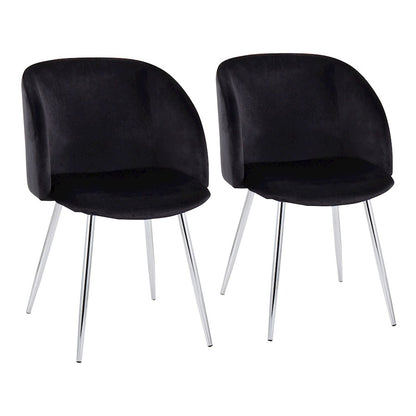 LumiSource Fran Chair Set of 2 | Chrome and Black Velvet | Dining Room & Living Room Accent | 23 x 21 x 32 in, Seat H 18.5 in | Model CH-FRANVBK2