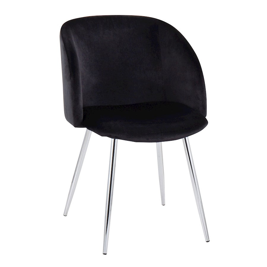 LumiSource Fran Chair Set of 2 | Chrome and Black Velvet | Dining Room & Living Room Accent | 23 x 21 x 32 in, Seat H 18.5 in | Model CH-FRANVBK2