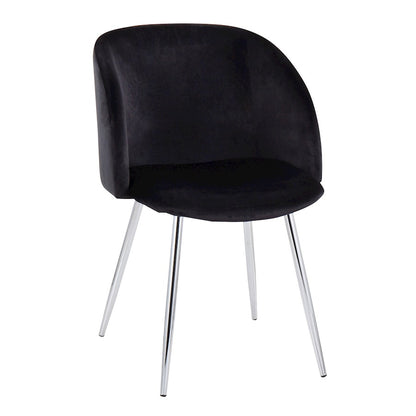 LumiSource Fran Chair Set of 2 | Chrome and Black Velvet | Dining Room & Living Room Accent | 23 x 21 x 32 in, Seat H 18.5 in | Model CH-FRANVBK2