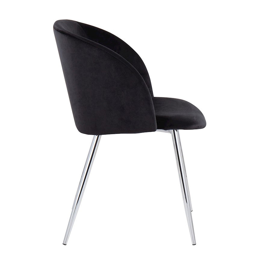 LumiSource Fran Chair Set of 2 | Chrome and Black Velvet | Dining Room & Living Room Accent | 23 x 21 x 32 in, Seat H 18.5 in | Model CH-FRANVBK2