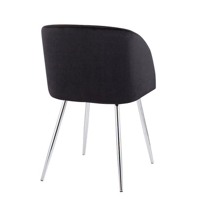 LumiSource Fran Chair Set of 2 | Chrome and Black Velvet | Dining Room & Living Room Accent | 23 x 21 x 32 in, Seat H 18.5 in | Model CH-FRANVBK2