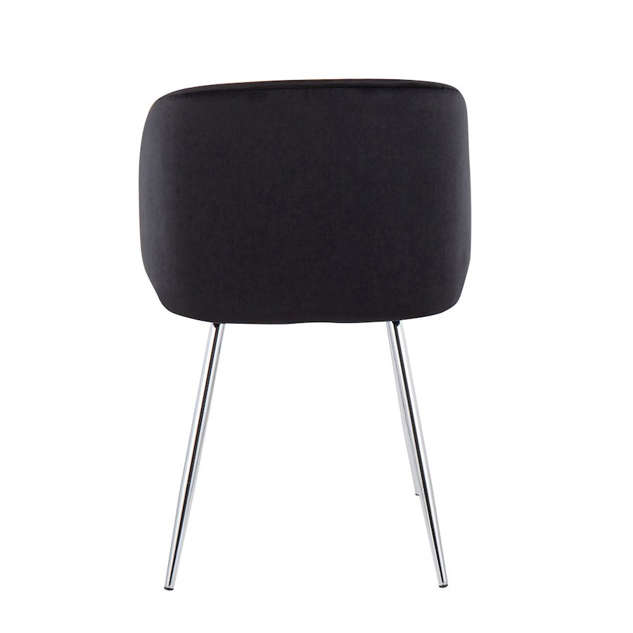 LumiSource Fran Chair Set of 2 | Chrome and Black Velvet | Dining Room & Living Room Accent | 23 x 21 x 32 in, Seat H 18.5 in | Model CH-FRANVBK2