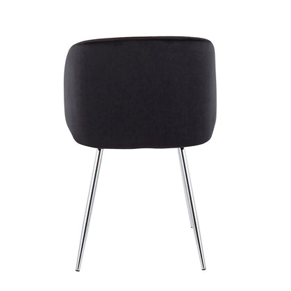 LumiSource Fran Chair Set of 2 | Chrome and Black Velvet | Dining Room & Living Room Accent | 23 x 21 x 32 in, Seat H 18.5 in | Model CH-FRANVBK2
