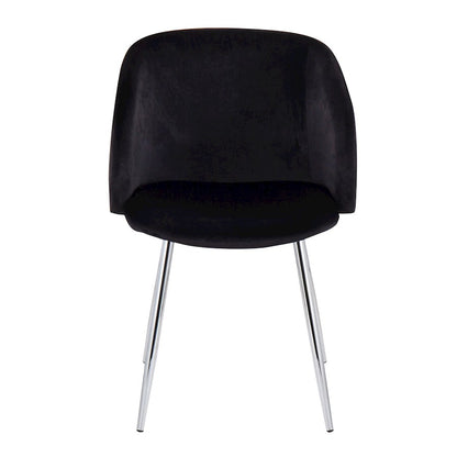 LumiSource Fran Chair Set of 2 | Chrome and Black Velvet | Dining Room & Living Room Accent | 23 x 21 x 32 in, Seat H 18.5 in | Model CH-FRANVBK2