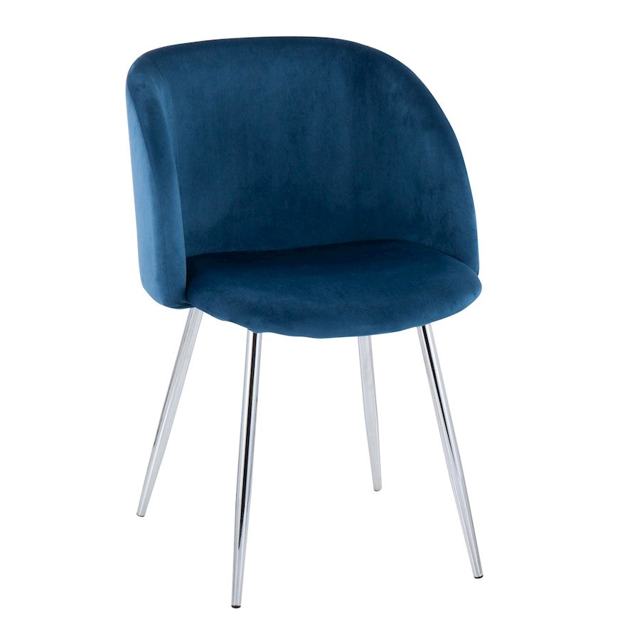 LumiSource Fran Chair Set of 2 | Chrome & Blue Velvet Dining Chair | Contemporary Accent Seating | 23 x 21 x 32 in | Model CH-FRANVBU2