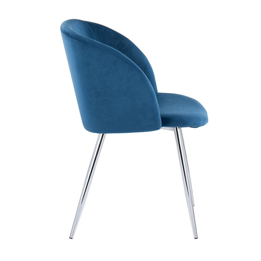 LumiSource Fran Chair Set of 2 | Chrome & Blue Velvet Dining Chair | Contemporary Accent Seating | 23 x 21 x 32 in | Model CH-FRANVBU2