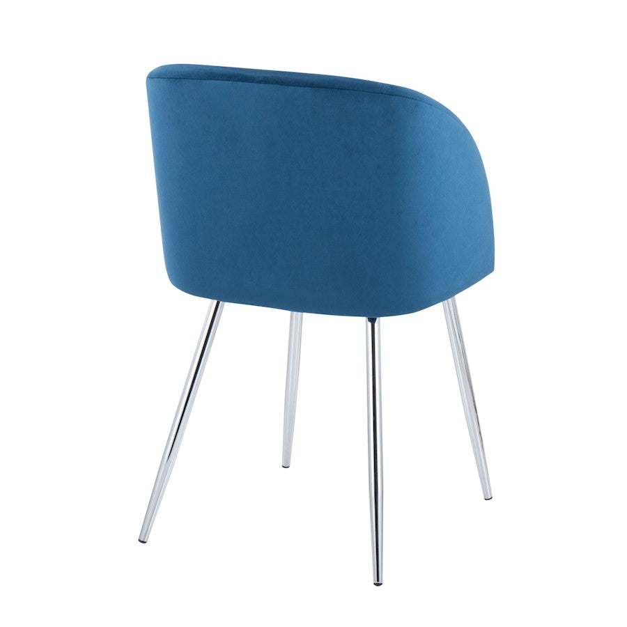 LumiSource Fran Chair Set of 2 | Chrome & Blue Velvet Dining Chair | Contemporary Accent Seating | 23 x 21 x 32 in | Model CH-FRANVBU2