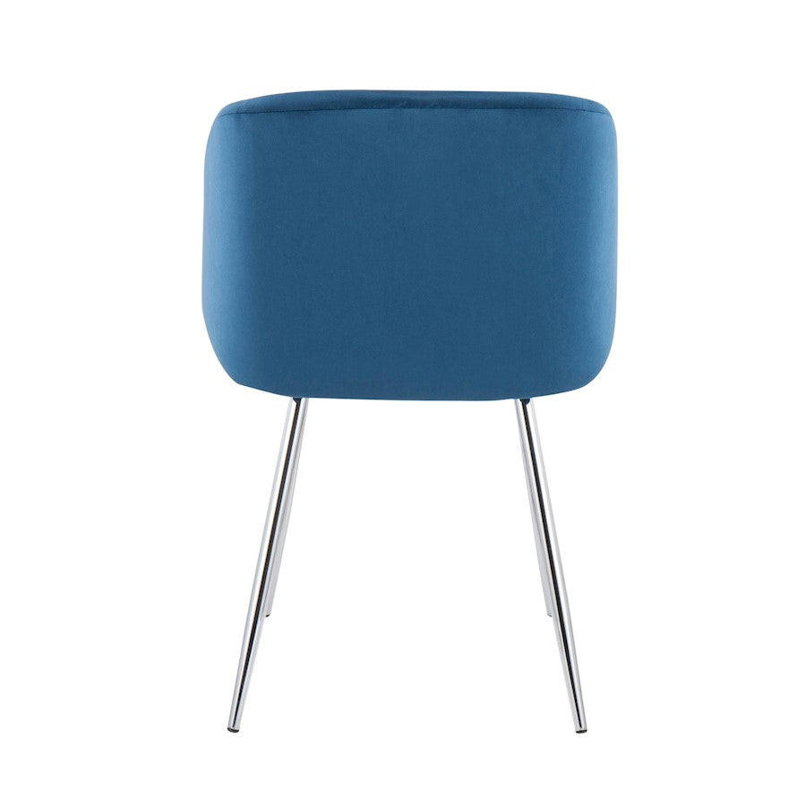 LumiSource Fran Chair Set of 2 | Chrome & Blue Velvet Dining Chair | Contemporary Accent Seating | 23 x 21 x 32 in | Model CH-FRANVBU2