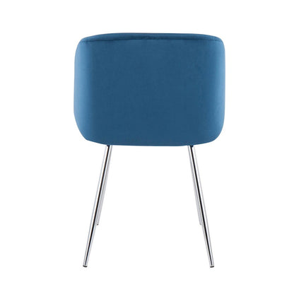 LumiSource Fran Chair Set of 2 | Chrome & Blue Velvet Dining Chair | Contemporary Accent Seating | 23 x 21 x 32 in | Model CH-FRANVBU2