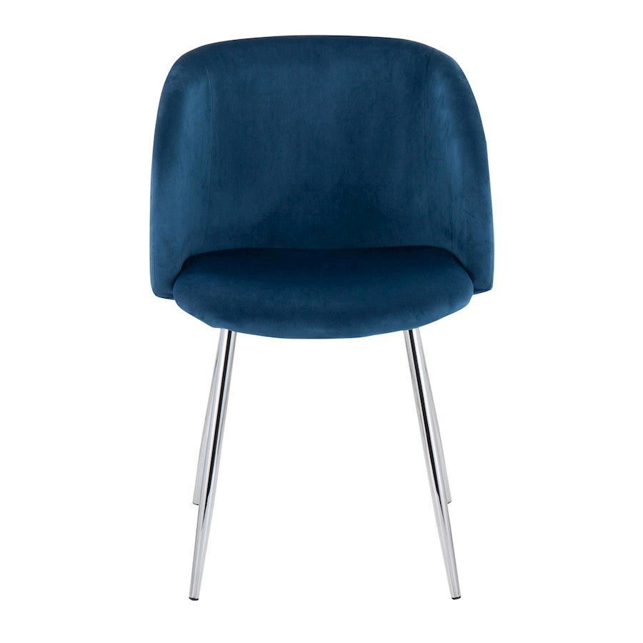 LumiSource Fran Chair Set of 2 | Chrome & Blue Velvet Dining Chair | Contemporary Accent Seating | 23 x 21 x 32 in | Model CH-FRANVBU2