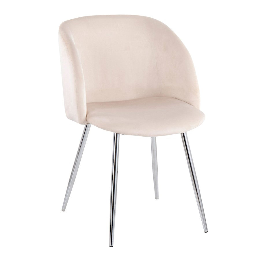 LumiSource Fran Chair Set of 2 | Chrome & Cream Velvet Dining Chair | Contemporary Accent Seating | 23 x 21 x 32 in | Model CH-FRANVCR2
