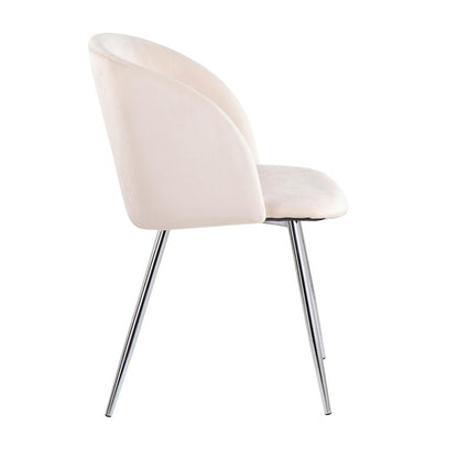 LumiSource Fran Chair Set of 2 | Chrome & Cream Velvet Dining Chair | Contemporary Accent Seating | 23 x 21 x 32 in | Model CH-FRANVCR2
