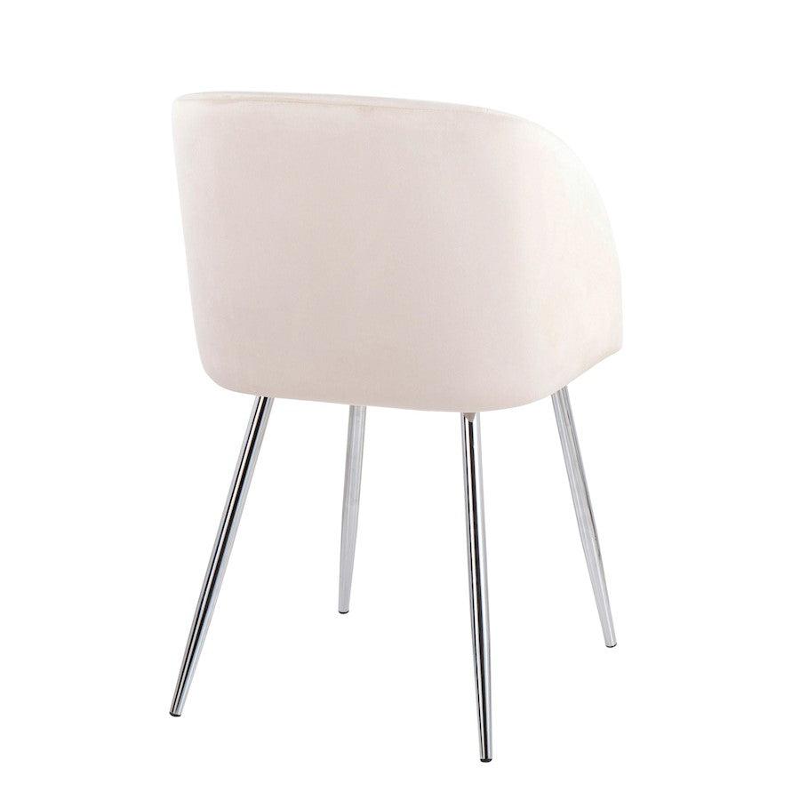 LumiSource Fran Chair Set of 2 | Chrome & Cream Velvet Dining Chair | Contemporary Accent Seating | 23 x 21 x 32 in | Model CH-FRANVCR2