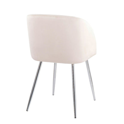 LumiSource Fran Chair Set of 2 | Chrome & Cream Velvet Dining Chair | Contemporary Accent Seating | 23 x 21 x 32 in | Model CH-FRANVCR2