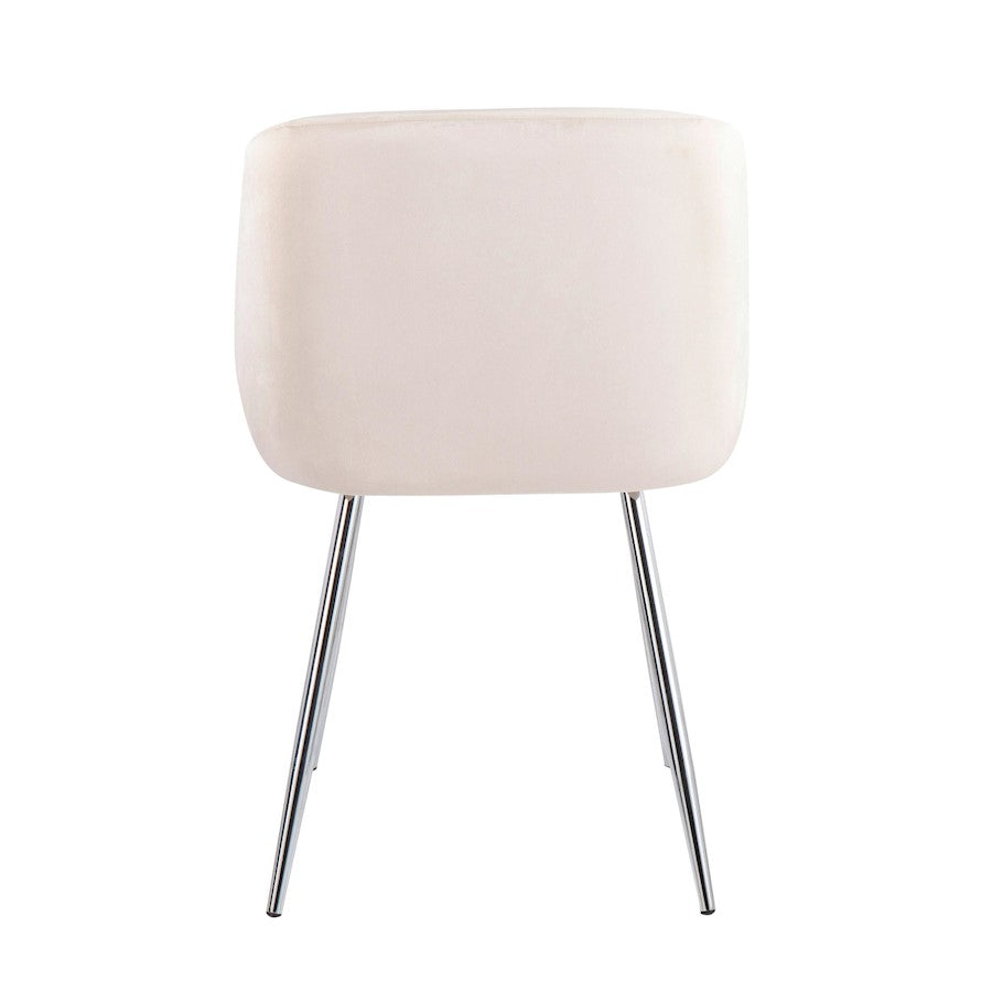 LumiSource Fran Chair Set of 2 | Chrome & Cream Velvet Dining Chair | Contemporary Accent Seating | 23 x 21 x 32 in | Model CH-FRANVCR2