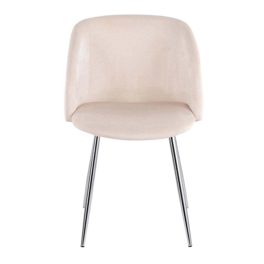 LumiSource Fran Chair Set of 2 | Chrome & Cream Velvet Dining Chair | Contemporary Accent Seating | 23 x 21 x 32 in | Model CH-FRANVCR2