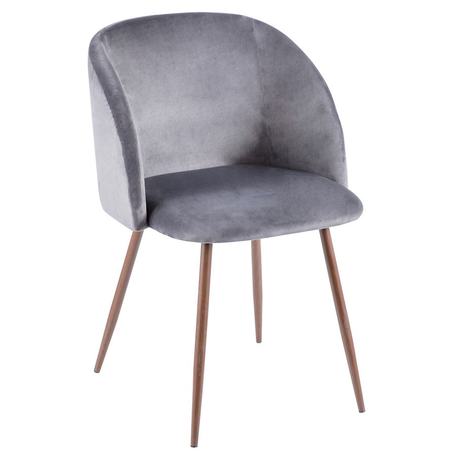 LumiSource Fran Dining Chair Set of 2 | Walnut & Grey Velvet Accent Chair | Contemporary Dining Seating | 22 x 22 x 33 in | Model CH-FRANWL-GY2