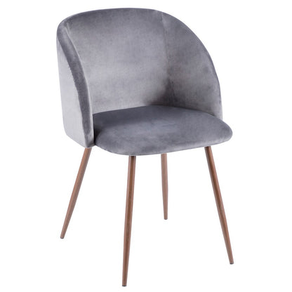 LumiSource Fran Dining Chair Set of 2 | Walnut & Grey Velvet Accent Chair | Contemporary Dining Seating | 22 x 22 x 33 in | Model CH-FRANWL-GY2