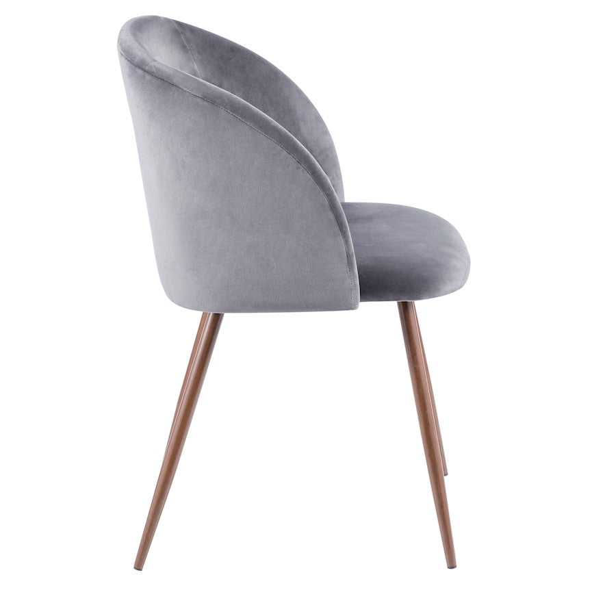 LumiSource Fran Dining Chair Set of 2 | Walnut & Grey Velvet Accent Chair | Contemporary Dining Seating | 22 x 22 x 33 in | Model CH-FRANWL-GY2