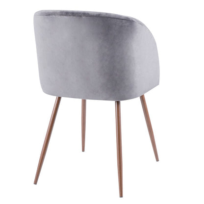 LumiSource Fran Dining Chair Set of 2 | Walnut & Grey Velvet Accent Chair | Contemporary Dining Seating | 22 x 22 x 33 in | Model CH-FRANWL-GY2