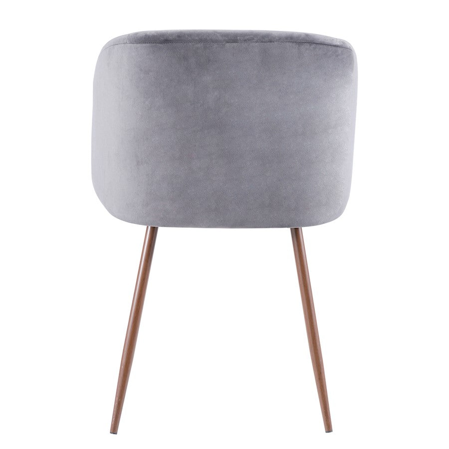 LumiSource Fran Dining Chair Set of 2 | Walnut & Grey Velvet Accent Chair | Contemporary Dining Seating | 22 x 22 x 33 in | Model CH-FRANWL-GY2