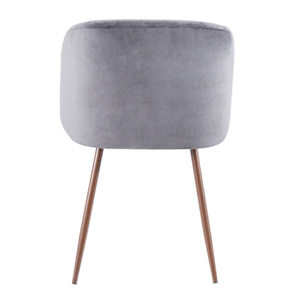 LumiSource Fran Dining Chair Set of 2 | Walnut & Grey Velvet Accent Chair | Contemporary Dining Seating | 22 x 22 x 33 in | Model CH-FRANWL-GY2