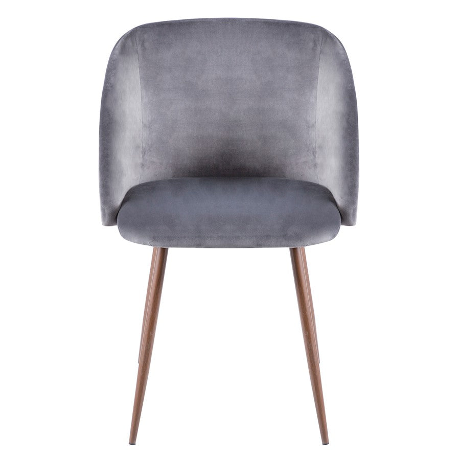 LumiSource Fran Dining Chair Set of 2 | Walnut & Grey Velvet Accent Chair | Contemporary Dining Seating | 22 x 22 x 33 in | Model CH-FRANWL-GY2