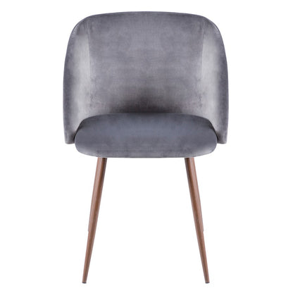 LumiSource Fran Dining Chair Set of 2 | Walnut & Grey Velvet Accent Chair | Contemporary Dining Seating | 22 x 22 x 33 in | Model CH-FRANWL-GY2