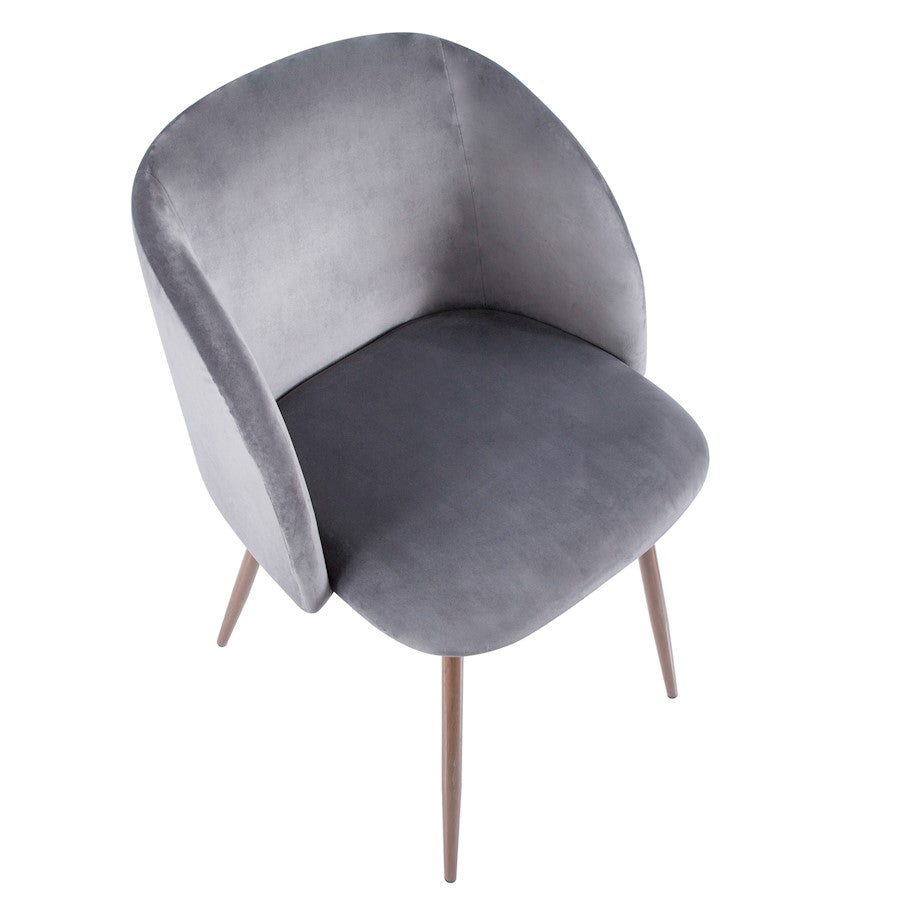 LumiSource Fran Dining Chair Set of 2 | Walnut & Grey Velvet Accent Chair | Contemporary Dining Seating | 22 x 22 x 33 in | Model CH-FRANWL-GY2