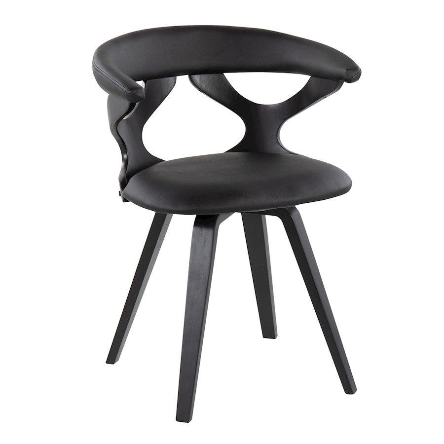 LumiSource Gardenia Chair | Black Wood & Black PU Leather Swivel Accent Chair | Contemporary Living Room Seating | 21 x 22 x 29 in | Model CH-GARDBKBK