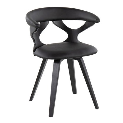 LumiSource Gardenia Chair | Black Wood & Black PU Leather Swivel Accent Chair | Contemporary Living Room Seating | 21 x 22 x 29 in | Model CH-GARDBKBK