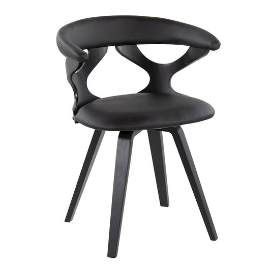 LumiSource Gardenia Chair | Black Wood & Black PU Leather Swivel Accent Chair | Contemporary Living Room Seating | 21 x 22 x 29 in | Model CH-GARDBKBK