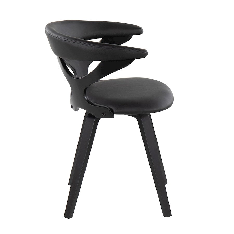 LumiSource Gardenia Chair | Black Wood & Black PU Leather Swivel Accent Chair | Contemporary Living Room Seating | 21 x 22 x 29 in | Model CH-GARDBKBK
