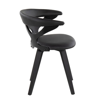 LumiSource Gardenia Chair | Black Wood & Black PU Leather Swivel Accent Chair | Contemporary Living Room Seating | 21 x 22 x 29 in | Model CH-GARDBKBK