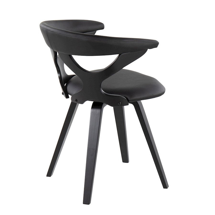 LumiSource Gardenia Chair | Black Wood & Black PU Leather Swivel Accent Chair | Contemporary Living Room Seating | 21 x 22 x 29 in | Model CH-GARDBKBK