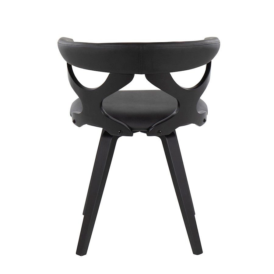 LumiSource Gardenia Chair | Black Wood & Black PU Leather Swivel Accent Chair | Contemporary Living Room Seating | 21 x 22 x 29 in | Model CH-GARDBKBK
