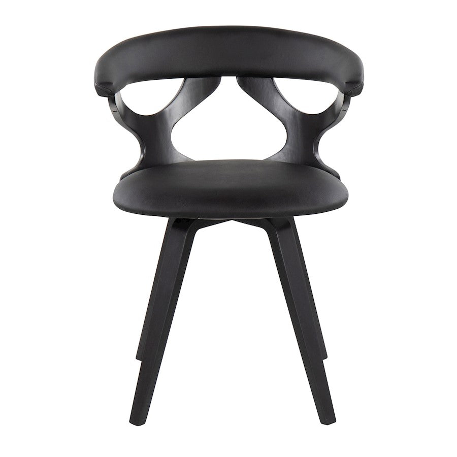 LumiSource Gardenia Chair | Black Wood & Black PU Leather Swivel Accent Chair | Contemporary Living Room Seating | 21 x 22 x 29 in | Model CH-GARDBKBK