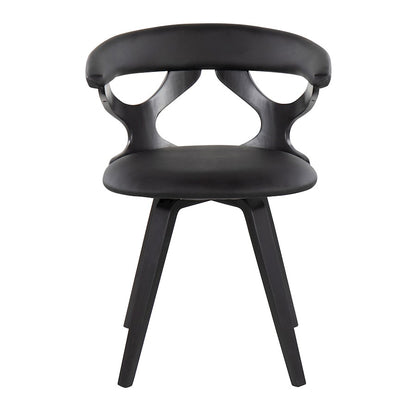 LumiSource Gardenia Chair | Black Wood & Black PU Leather Swivel Accent Chair | Contemporary Living Room Seating | 21 x 22 x 29 in | Model CH-GARDBKBK