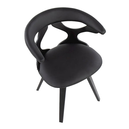 LumiSource Gardenia Chair | Black Wood & Black PU Leather Swivel Accent Chair | Contemporary Living Room Seating | 21 x 22 x 29 in | Model CH-GARDBKBK
