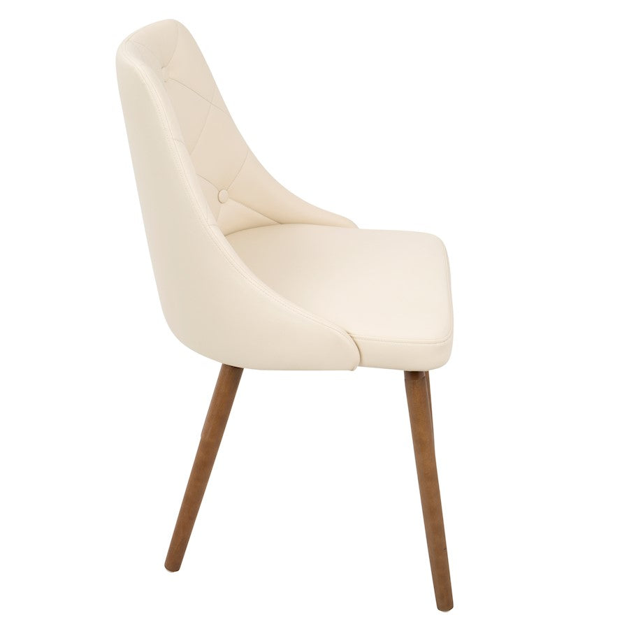 LumiSource Giovanni Chair | Mid-Century Modern Cream Walnut | Kitchen & Dining Accent Chair | 23.5 x 19 x 31.5 in | Model CH-GIOVWL-CR