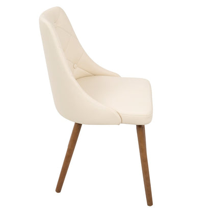 LumiSource Giovanni Chair | Mid-Century Modern Cream Walnut | Kitchen & Dining Accent Chair | 23.5 x 19 x 31.5 in | Model CH-GIOVWL-CR