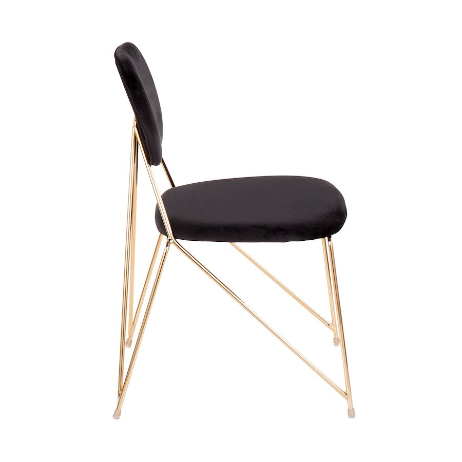 LumiSource Gwen Chair Set of 2 | Glam Gold Metal & Black Velvet | Casual Dining & Accent Chairs | 22.25 x 18.75 x 32.25 in | Model CH-GWENAU-BK2