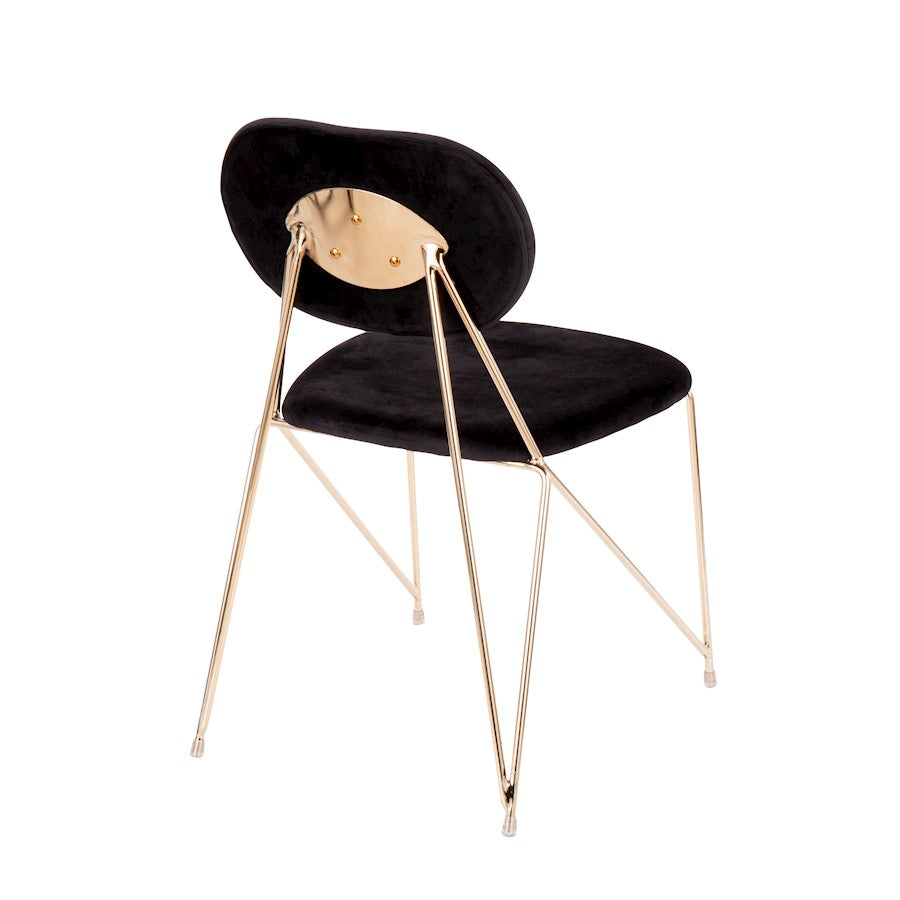 LumiSource Gwen Chair Set of 2 | Glam Gold Metal & Black Velvet | Casual Dining & Accent Chairs | 22.25 x 18.75 x 32.25 in | Model CH-GWENAU-BK2