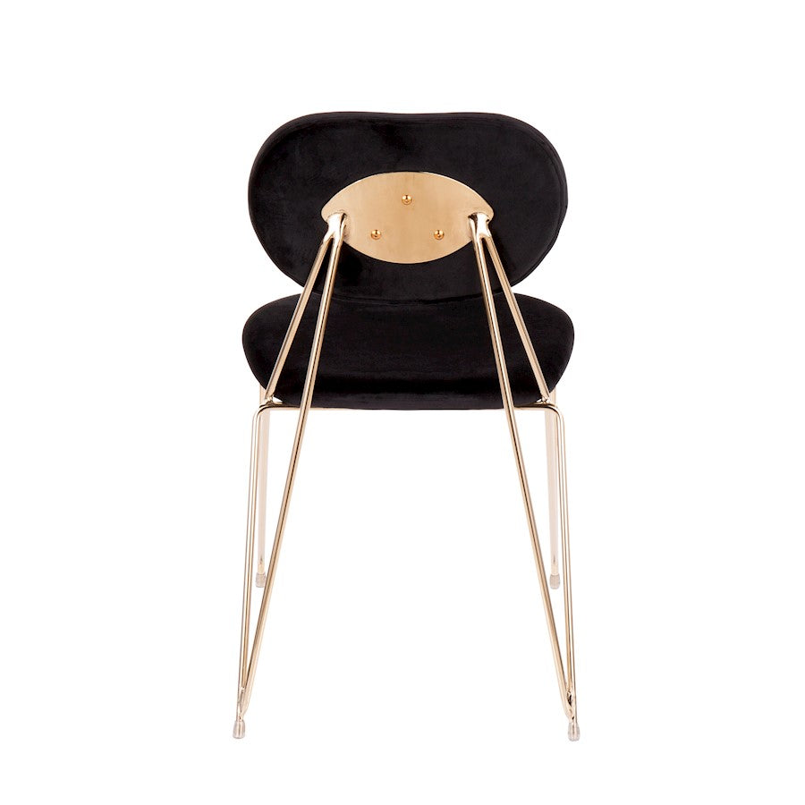 LumiSource Gwen Chair Set of 2 | Glam Gold Metal & Black Velvet | Casual Dining & Accent Chairs | 22.25 x 18.75 x 32.25 in | Model CH-GWENAU-BK2