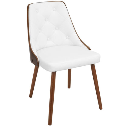 LumiSource Gianna Chair | Mid-Century Modern Walnut & White | Dining & Office Accent Chair | 22 x 19.25 x 31.25 in | Model CH-JY-GNNWL-W